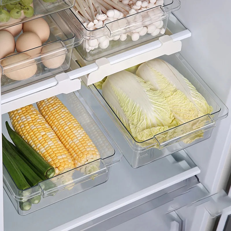 Hanging Pull Out Fridge Drawer - Food Storage With Dividers recension och pris