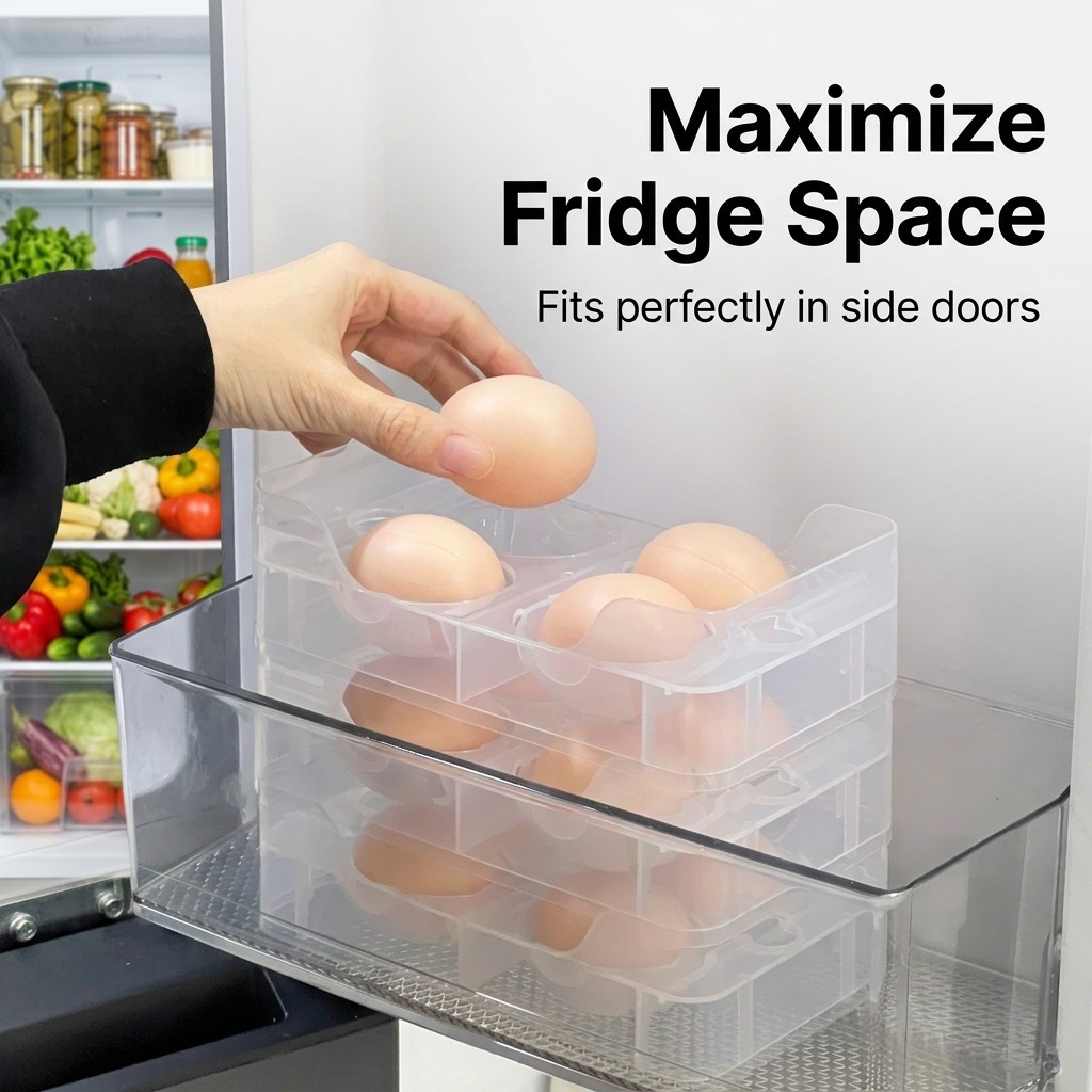 Stackable Egg Holder Fridge Or - Food Storage With Dividers recension och pris