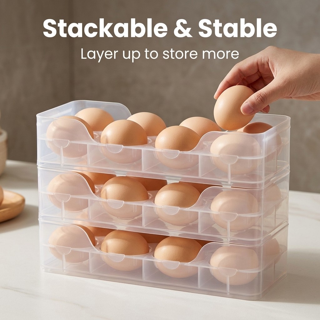 Stackable Egg Holder Fridge Or - Food Storage With Dividers recension och pris