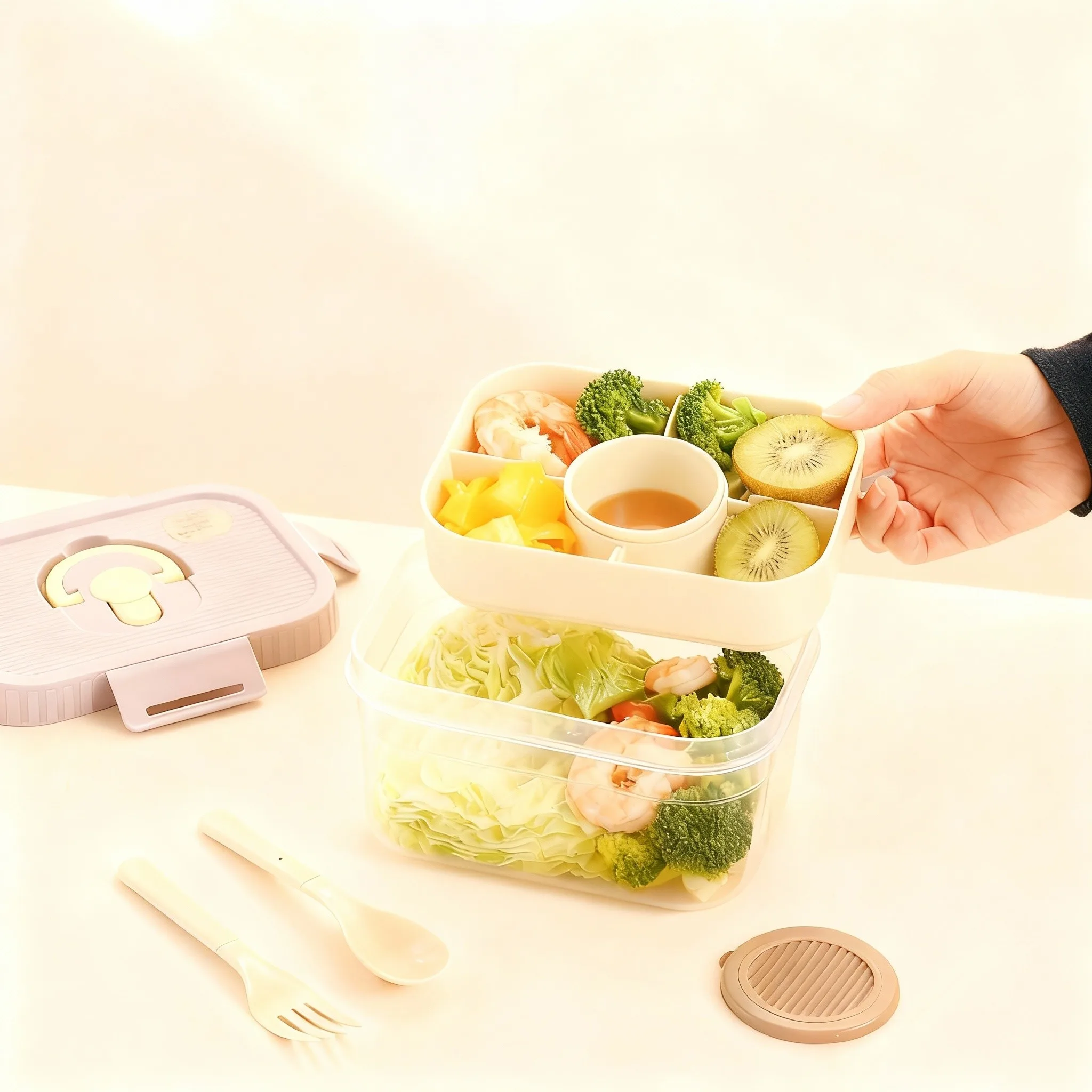 Portable Plastic Double-layer  - Food Storage Oven Safe recension och pris